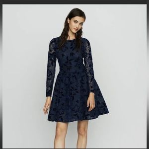 Maje Role  LONG-SLEEVED SKATER DRESS IN GUIPURE and pockets